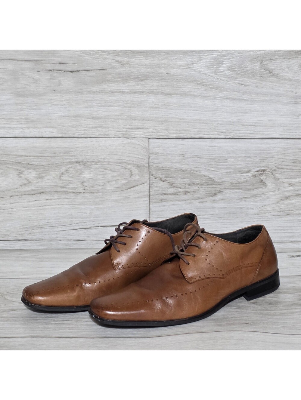 Stacy Adams Atwell Cognac Leather Perforated Oxfords Men's 11 M